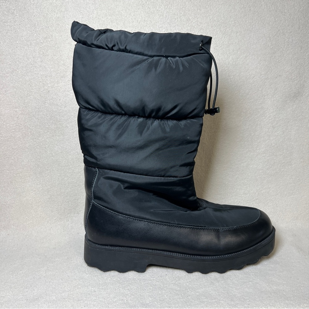 Aerosoles Schade Black Pull On Boots Women's Size 12 Winter Spring Leather/Nylon